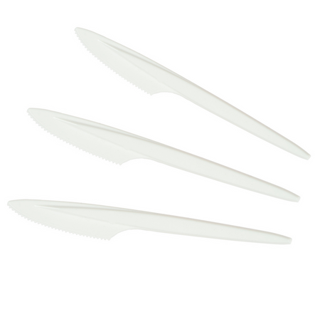 Noże wielorazowe białe, z tworzywa sztucznego 18 cm zestaw 8 sztuk