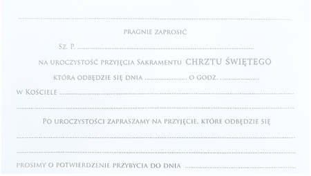 Zaproszenie na Chrzest Święty z gołębiem+koperta 1 szt.
