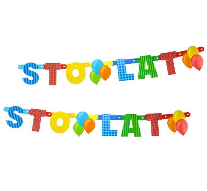 Baner "Sto lat" we wzorki