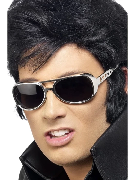 Okulary ELVIS gwiazda rock srebrne