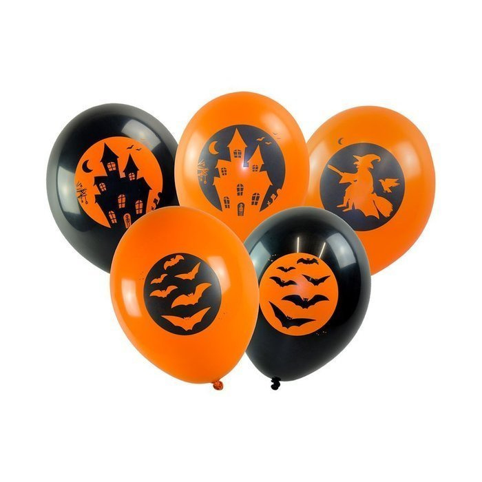 Balony gumowe Halloween nadruk 12 cali 5 szt. mix