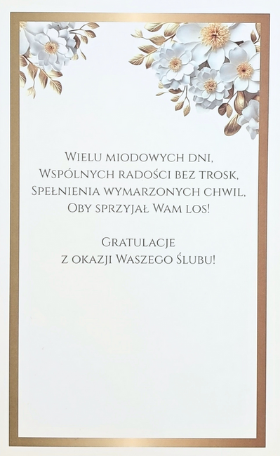 Kartka okolicznościowa Gratulacje z okazji Ślubu kwiaty białe