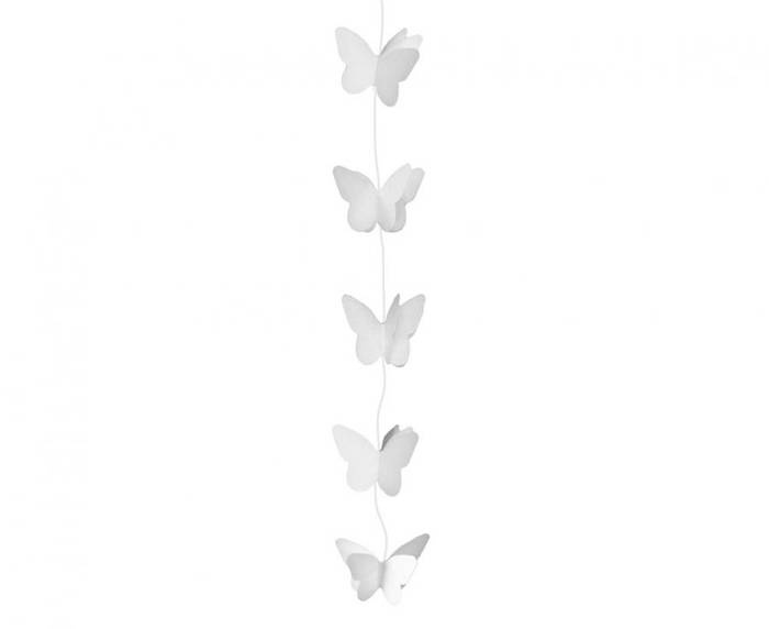 Girlanda wisząca MOTYLKI białe 200 cm