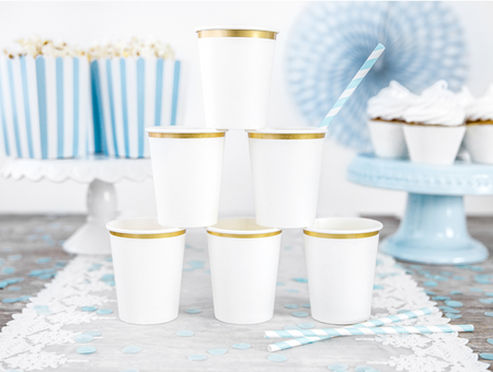 Kubeczki papierowe ze złotym zdobieniem 260 ml 6 szt