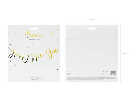 Girlanda baner na Sylwestra Happy New Year ZŁOTY 66 cm