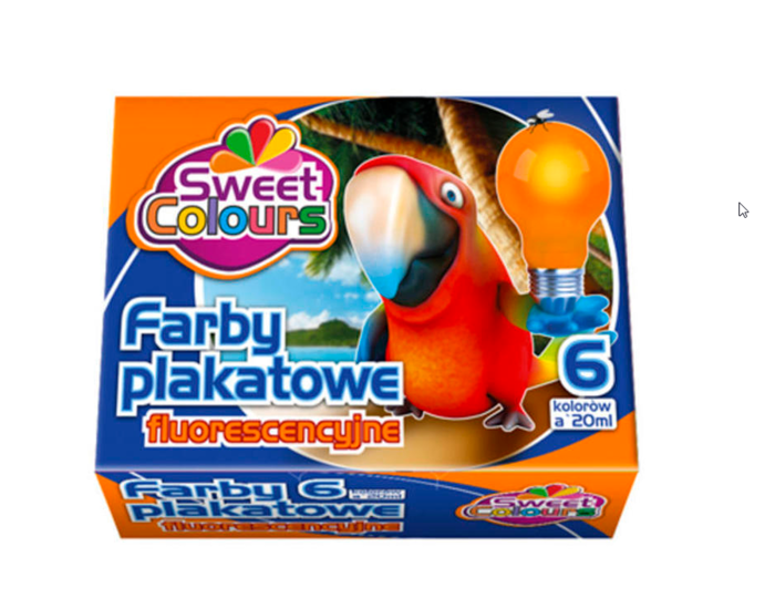 Farby Plakatowe 6 kolorów OTOCKI 6x20 ml Fluorescencyjne
