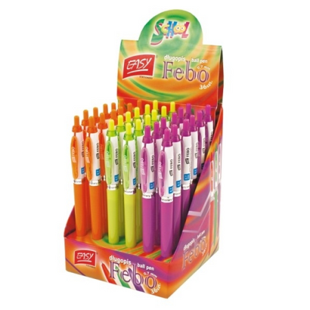 Długopis uniwersalny niebieski wkład FEBO pomarańcz