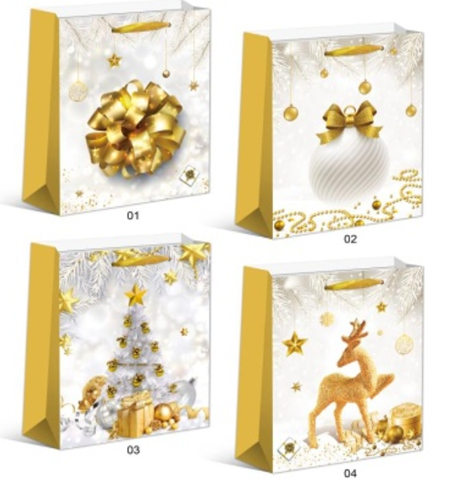 Torebka prezentowa Świąteczna Boże Narodzenie biała 26 x 32 cm