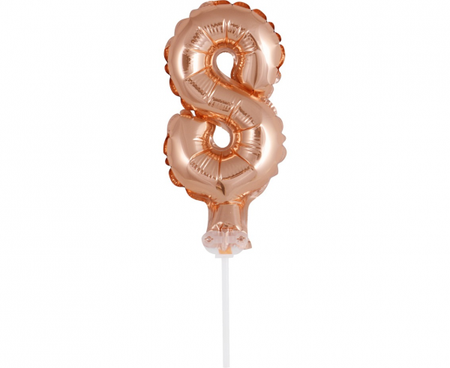 BALON foliowy CYFRA na patyczku ZŁOTY RÓŻ 13 cm