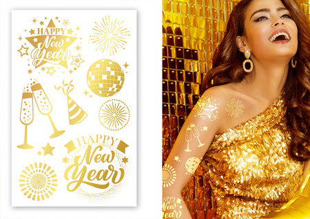 Tatuaże zmywalne wodne złote Sylwester