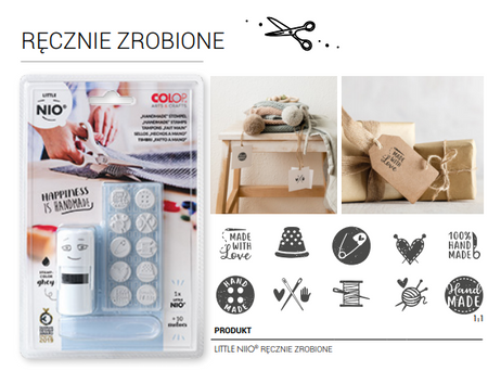 Pieczątka samotuszująca Little NIO - ręcznie zdobione
