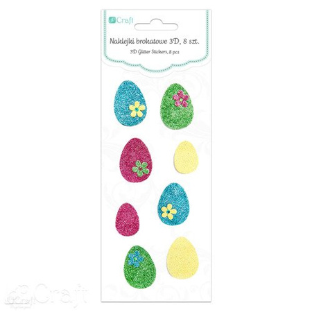 Naklejki z pianki z brokatem PISANKI 8 szt