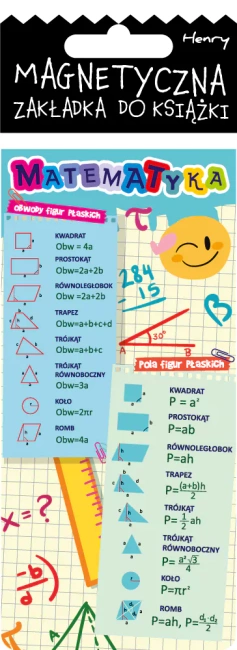 Zakładka magnetyczna do książki dwustronna - WZORY MATEMATYCZNE 1 szt.