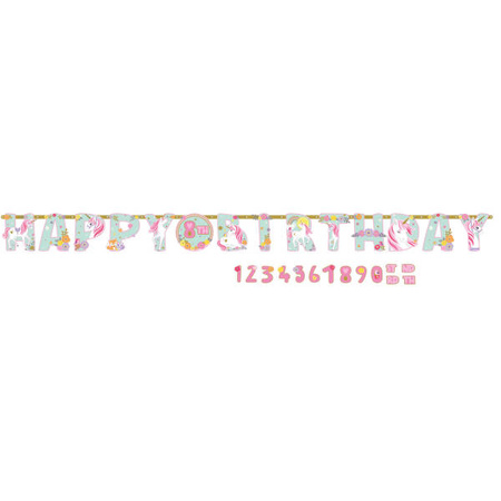 Baner urodzinowy Happy Birthday numery Jednorożec 3,2m