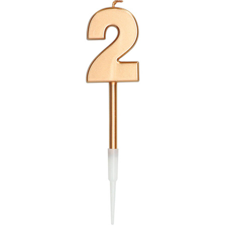 Świeczka urodzinowa na tort cyfra Brązowa Metaliczna 1 szt.