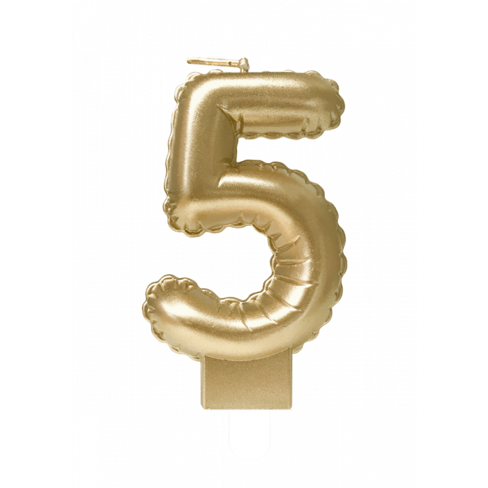 Świeczka urodzinowa cyfra 5 jak balon foliowy złota