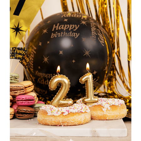 Świeczka urodzinowa cyfra 4 jak balon foliowy złota