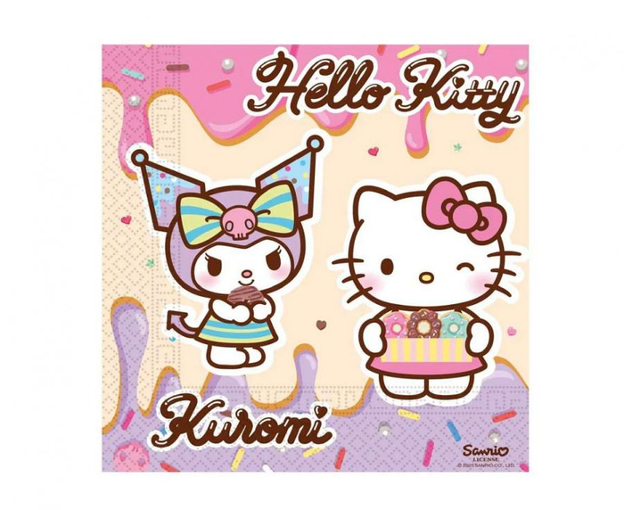 Serwetki papierowe kwadratowe Hello Kitty Kuromi 33cm 20 szt.