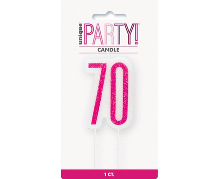 Świeczka urodzinowa na tort liczba "70" różowa