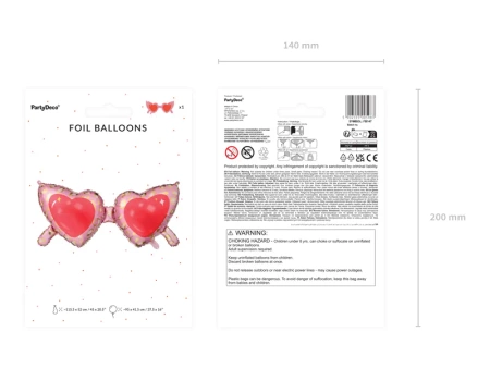 Balon foliowy okulary serca na Walentynki 115,5 x 52 cm