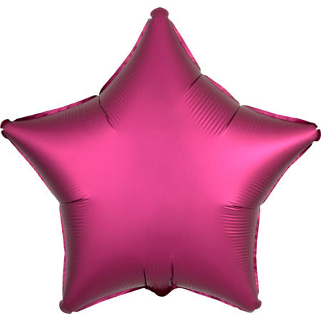 Gwiazdka satynowa balon foliowy 19 cali/ 48 cm ciemny różowy