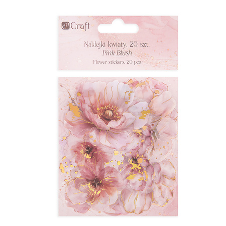 Naklejki połyskujące KWIATY folia PET 20 SZT - PINK BLUSH