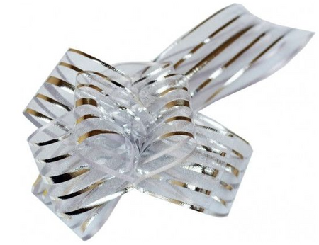 Kokarda ściągana do pakowania prezentów złota lub srebrna 1 szt.