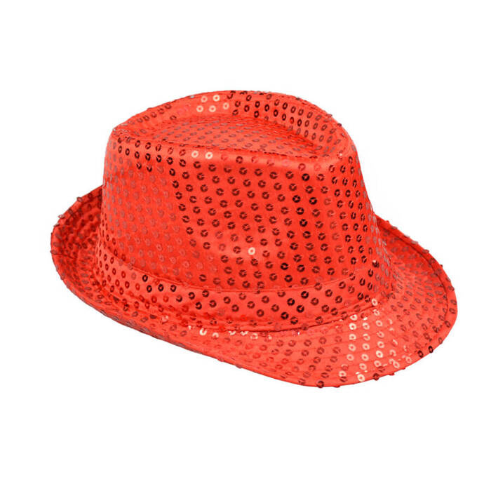Kapelusz CEKINY na karnawał SUPER STAR czerwony