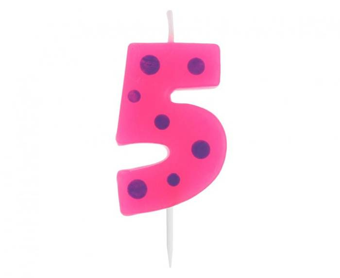 Świeczka urodzinowa "5" GROCHY 6cm