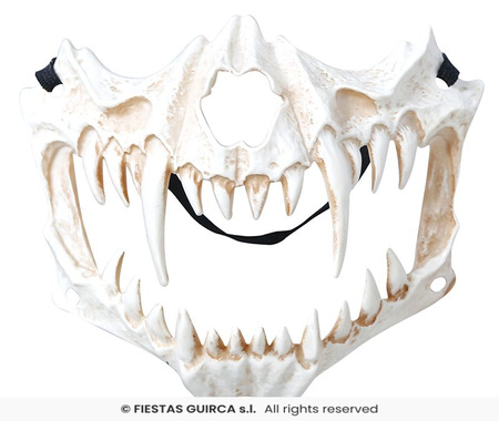 Maska Czaszka szkielet z kłami kremowa