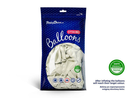 Balon Strong jednokolorowy 12 cali 100 szt. Pastel Pure White