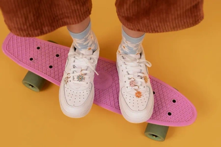 Skarpetki niebieskie w stokrotki dziecięce rozmiar 31-34