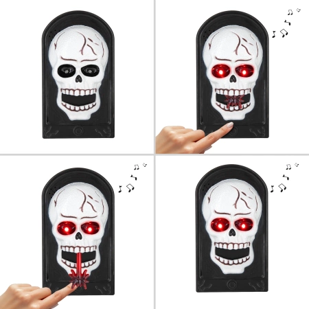 Dzwonek do drzwi Halloween 19,5x11 cm z dźwiękiem i światłem Czaszka
