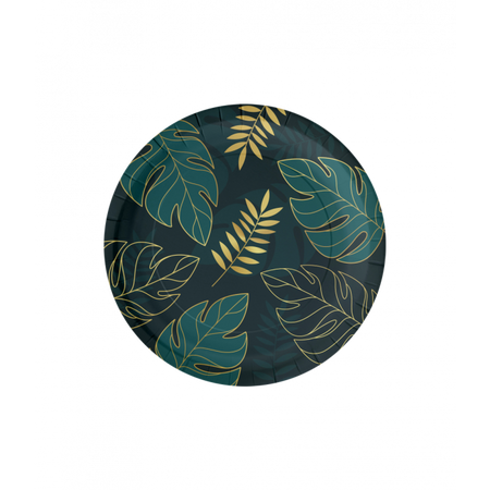 Talerzyki papierowe SAFARI liście Monstera 22,6cm 8 szt.