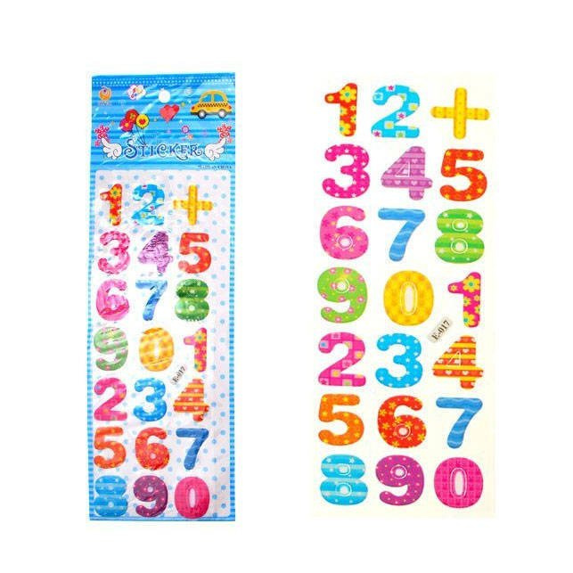 Naklejki cyferki - kolorowe cyfry 17 szt.