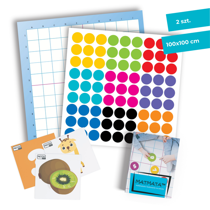 Mata animacyjna KODOWANIE 2 szt. 100x100 cm+ karty PDF+ książka MATMATA zestaw