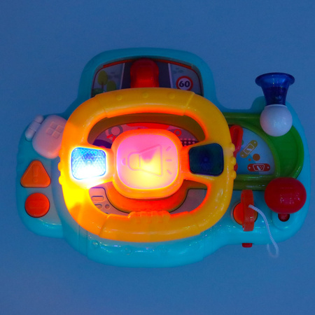 Zabawka interaktywna kierownica dla dzieci dziecka malucha do wózka symulator muzyka dźwięki niebieska