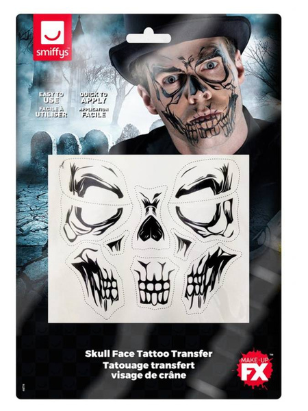 Tatuaże na halloween - czaszka Skull Face (szkieletor, kościotrup)