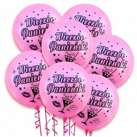 Balon Wieczór Panieński / różowy, czarny nadruk