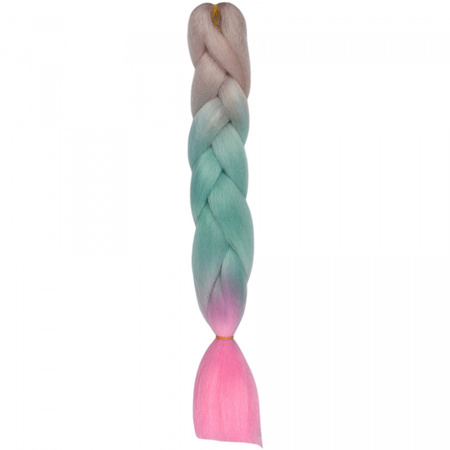 Włosy syntetyczne warkocze warkoczyki 60 cm OMBRE - różowo turkusowe