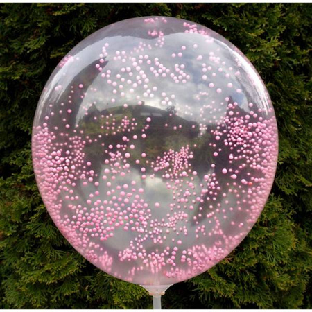 Balon przezroczysty z piankowymi kuleczkami 1 szt. - kolor do wyboru