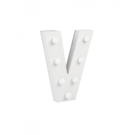 Świecąca Litera LED "V" Light Letter, drewniana biała 17x12 cm