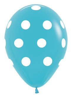 Balon Sempertex Turkusowy w białe Kropki 12'' 1 szt