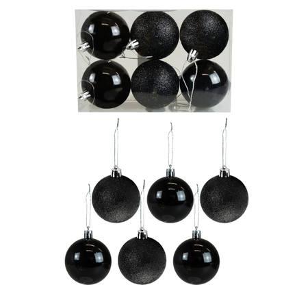 Bombki choinkowe czarne (6 szt.)