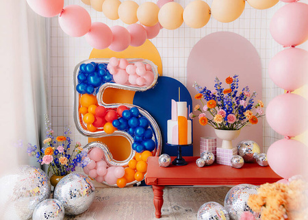 Szablon Forma foliowa do balonów cyfra 5 srebrna, 126 cm