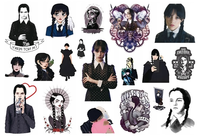 Tatuaże zmywalne wodne z serialu WEDNESDAY Addams