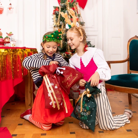 Torebka prezentowa świąteczna wiązana worek czerwony 23 x 33 cm