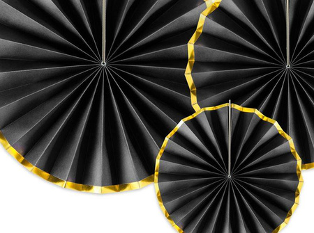 Rozety dekoracyjne czarno złote na Sylwestra Karnawał