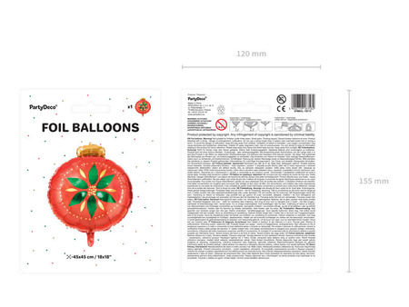 Balon foliowy Bombka Święta 45 x 45 cm