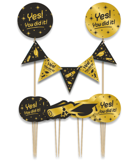 Toppery dekoracyjne, pikery Yes, You did it 9 szt.
